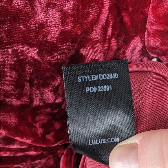 Lulus Shine of Your Life Wine Red Crushed Velvet Wrap Skater Dress Size XL - Picture 9 of 9